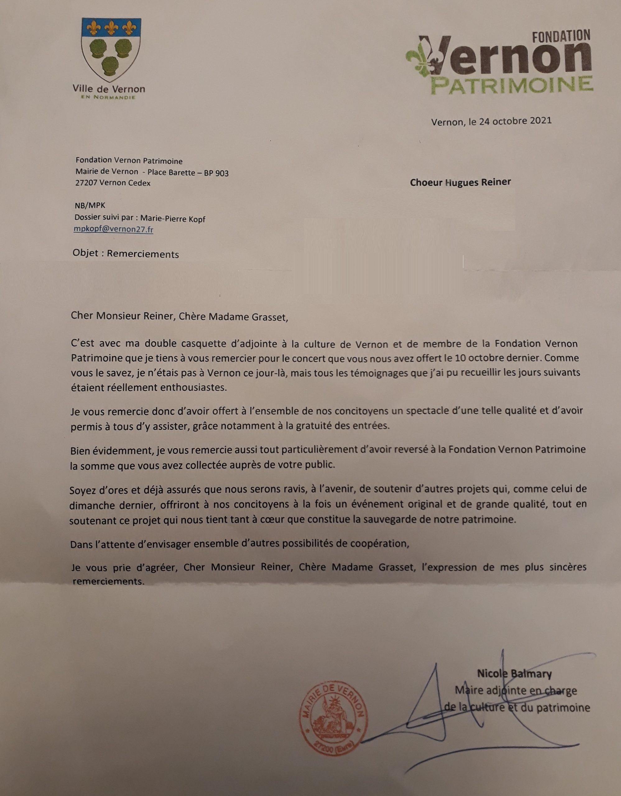 Lettre Mairie Vernon