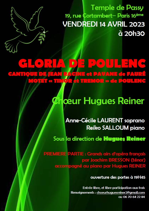 Concert du 14 avril 2023 Gloria Poulenc